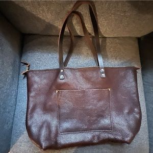 Portland Leather Oversized Zipper Tote Coldbrew